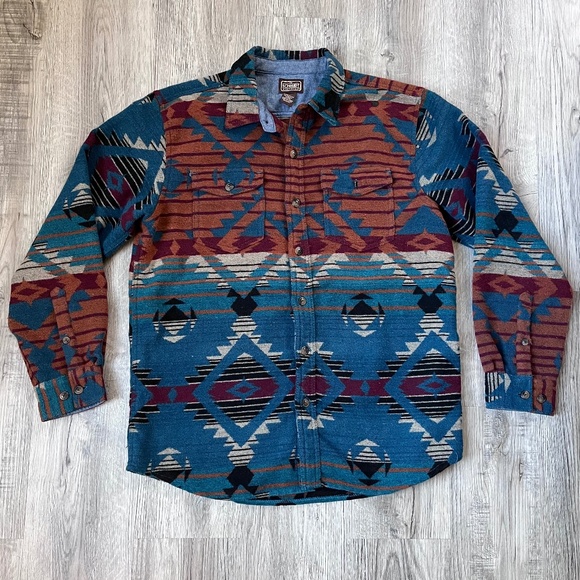CE Schmidt Workwear Aztec Navajo Button Up Shirt size large shacket - Picture 1 of 7